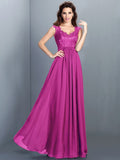 A-Line/Princess Scoop Lace Sleeveless Long Chiffon Bridesmaid Dresses TPP0005303