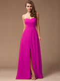 Sheath/Column Sweetheart Sleeveless Long Ruffles Chiffon Bridesmaid Dresses TPP0005183