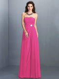 A-Line/Princess Strapless Rhinestone Sleeveless Long Chiffon Bridesmaid Dresses TPP0005471