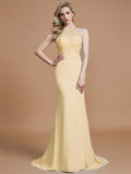 Trumpet/Mermaid Sleeveless Scoop Sweep/Brush Train Chiffon Bridesmaid Dresses TPP0005142