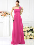 A-Line/Princess One-Shoulder Pleats Sleeveless Long Chiffon Bridesmaid Dresses TPP0005341