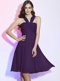 A-Line/Princess Halter Sleeveless Pleats Short Chiffon Bridesmaid Dresses TPP0005098