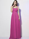 Sheath/Column Spaghetti Straps Sleeveless Pleats Long Chiffon Bridesmaid Dresses TPP0005447