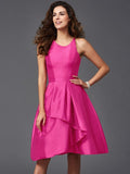 A-Line/Princess Scoop Ruffles Sleeveless Short Taffeta Bridesmaid Dresses TPP0005721