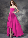 A-line/Princess Sweetheart Ruffles Sleeveless High Low Chiffon Bridesmaid Dresses TPP0005145