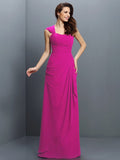 A-Line/Princess Straps Pleats Sleeveless Long Chiffon Bridesmaid Dresses TPP0005181