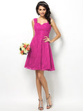 A-Line/Princess Straps Lace Sleeveless Short Bridesmaid Dresses TPP0005042