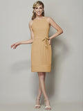 Sheath/Column Scoop Sleeveless Short Chiffon Bridesmaid Dresses TPP0005508