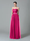 A-Line/Princess Sweetheart Ruffles Sleeveless Long Net Bridesmaid Dresses TPP0005472