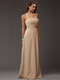 Sheath/Column Halter Sleeveless Ruffles Long Chiffon Bridesmaid Dresses TPP0005366