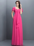 A-Line/Princess Sweetheart Pleats 1/2 Sleeves Long Chiffon Bridesmaid Dresses TPP0005322