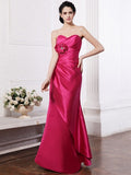 Sheath/Column Sweetheart Sleeveless Pleats Hand-Made Flower Long Elastic Woven Satin Bridesmaid Dresses TPP0005752