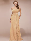 Sheath/Column Sweetheart Sleeveless Long Beading Ruffles Chiffon Bridesmaid Dresses TPP0005224