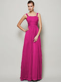 Sheath/Column Straps Sleeveless Pleats Long Chiffon Bridesmaid Dresses TPP0005157