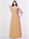 A-Line/Princess Sweetheart Sleeveless Long Pleats Chiffon Bridesmaid Dresses TPP0005097