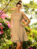 A-Line/Princess One-Shoulder Hand-Made Flower Sleeveless Short Chiffon Bridesmaid Dresses TPP0005319