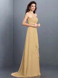 A-Line/Princess Sweetheart Pleats Sleeveless Long Chiffon Bridesmaid Dresses TPP0005681