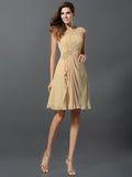 A-Line/Princess Scoop Beading Sleeveless Short Chiffon Bridesmaid Dresses TPP0005441