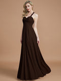 A-Line/Princess Sweetheart Sleeveless Ruched Floor-Length Chiffon Bridesmaid Dresses TPP0005051