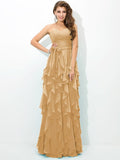 A-Line/Princess Sweetheart Layers Sleeveless Long Chiffon Bridesmaid Dresses TPP0005233