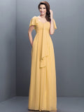 A-Line/Princess Sweetheart Pleats 1/2 Sleeves Long Chiffon Bridesmaid Dresses TPP0005322