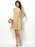 A-Line/Princess Straps Lace Sleeveless Short Bridesmaid Dresses TPP0005042