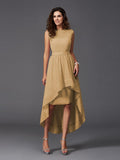 A-Line/Princess Scoop Sash/Ribbon/Belt Sleeveless High Low Chiffon Bridesmaid Dresses TPP0005166