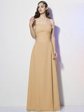 A-Line/Princess Strapless Sleeveless Pleats Long Chiffon Bridesmaid Dresses TPP0005257