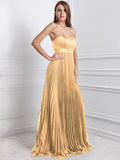 A-Line/Princess Strapless Sleeveless Ruffles Long Chiffon Bridesmaid Dresses TPP0005555