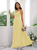 A-Line/Princess Chiffon Ruched V-neck Sleeveless Floor-Length Bridesmaid Dresses TPP0004928