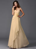 A-Line/Princess Sweetheart Hand-Made Flower Sleeveless Long Chiffon Bridesmaid Dresses TPP0005192