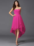 A-Line/Princess Sweetheart Ruffles Sleeveless High Low Chiffon Bridesmaid Dresses TPP0005195