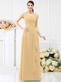 Sheath/Column V-neck Beading Sleeveless Long Chiffon Bridesmaid Dresses TPP0005417