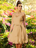 A-Line/Princess Sweetheart Bowknot Sleeveless Short Chiffon Bridesmaid Dresses TPP0005489