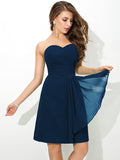 Sheath/Column Sweetheart Pleats Sleeveless Short Chiffon Bridesmaid Dresses TPP0005639