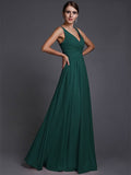 A-Line/Princess V-neck Sleeveless Long Ruffles Chiffon Bridesmaid Dresses TPP0005130