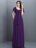 A-Line/Princess Sweetheart Pleats 1/2 Sleeves Long Chiffon Bridesmaid Dresses TPP0005322