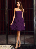 A-Line/Princess Sweetheart Ruched Sleeveless Short Chiffon Bridesmaid Dresses TPP0005375