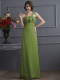 Sheath/Column One-Shoulder Sleeveless Pleats Long Chiffon Bridesmaid Dresses TPP0005791