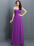 A-Line/Princess Sweetheart Pleats Sleeveless Long Satin Bridesmaid Dresses TPP0005522