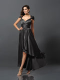 Sheath/Column Sleeveless High Low Silk like Satin Bridesmaid Dresses TPP0005141