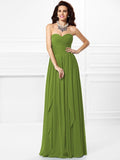 A-Line/Princess Sweetheart Pleats Ruffles Sleeveless Long Chiffon Bridesmaid Dresses TPP0003265