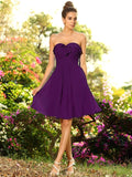 A-Line/Princess Sweetheart Pleats Sleeveless Short Chiffon Bridesmaid Dresses TPP0005549