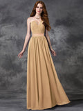 A-line/Princess Sweetheart Ruched Sleeveless Long Chiffon Bridesmaid Dresses TPP0005563