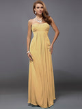 Sheath/Column Strapless Sleeveless Ruffles Long Chiffon Bridesmaid Dresses TPP0005426