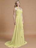 A-Line/Princess Halter Sleeveless Chiffon Sweep/Brush Train Bridesmaid Dresses TPP0005446