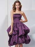 A-Line/Princess Strapless Sleeveless Short Satin Bridesmaid Dresses TPP0005227