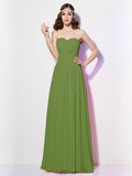 A-Line/Princess Sweetheart Sleeveless Long Pleats Chiffon Bridesmaid Dresses TPP0005097