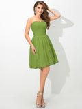 A-Line/Princess Sweetheart Pleats Sleeveless Short Chiffon Bridesmaid Dresses TPP0005491