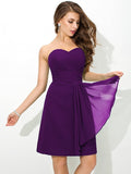 Sheath/Column Sweetheart Pleats Sleeveless Short Chiffon Bridesmaid Dresses TPP0005639